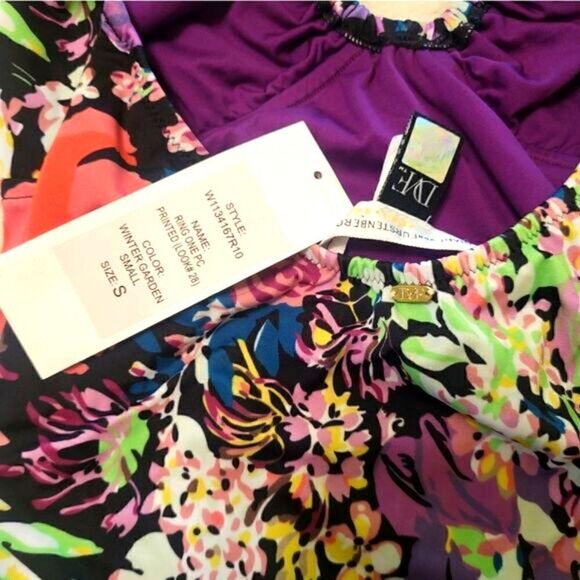 NWT Diane Von Furstenberg Floral Print One Pc. Bandeau Swimsuit Sz.S MSRP $170 - Picture 3 of 9